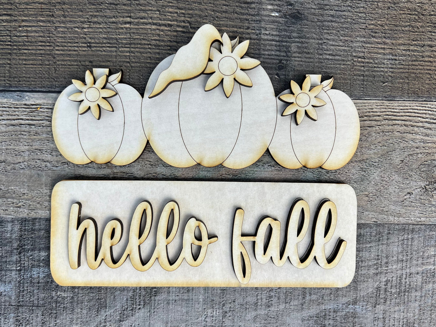 Hello Fall Pumpkin DIY Attachment Pieces for Interchangeable Farmhouse Style 12" Round Sign