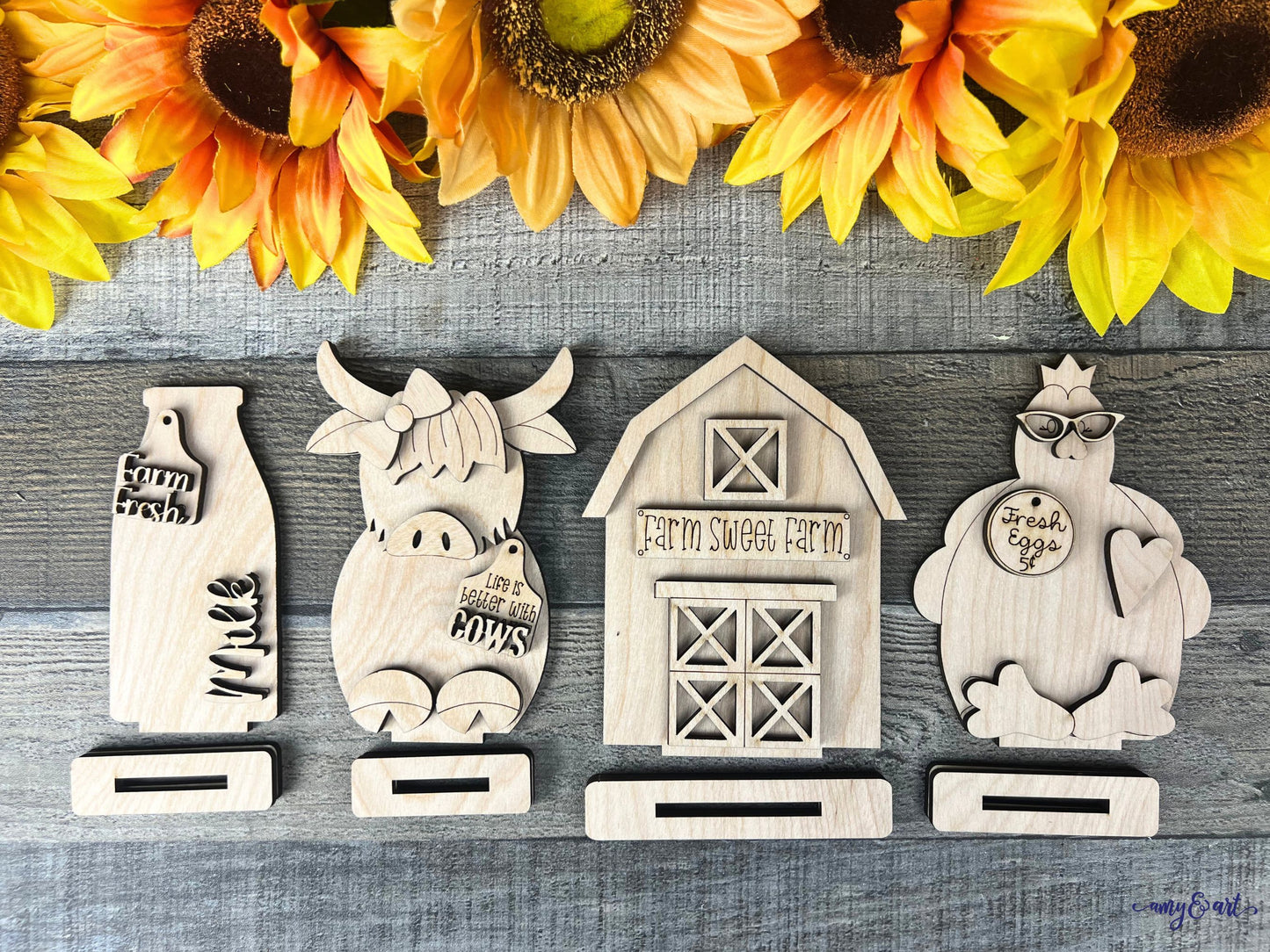 Highland Cow Barnyard Tiered Tray | Farmhouse Style DIY Decor