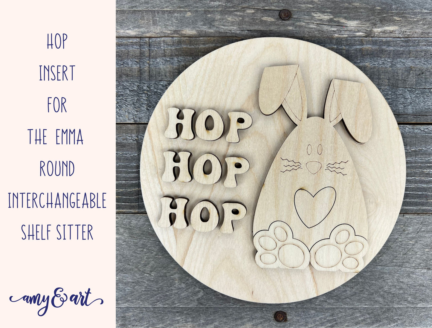 Easter 'Hop' DIY Round Attachment Piece for The Emma Interchangeable Shelf Sitter