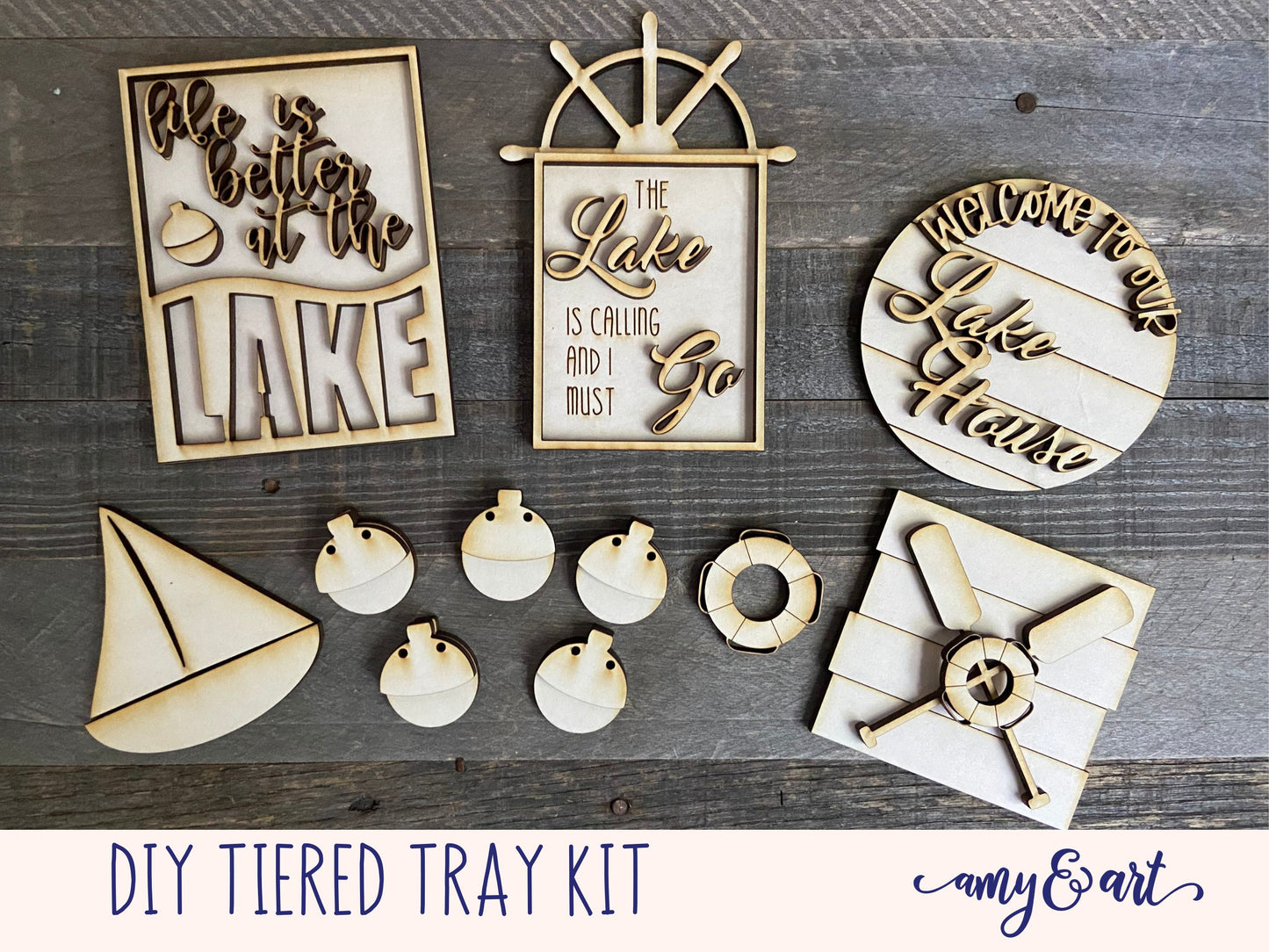 Lake House DIY Tiered Tray Kit | Farmhouse Style DIY Decor