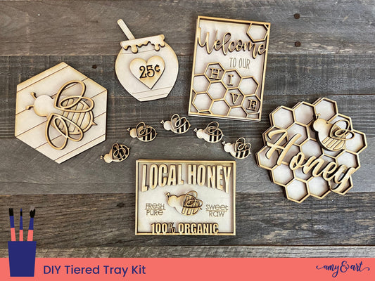 Bee Themed DIY Tiered Tray Decor for Summer and Fall | Farmhouse Style DIY Decor